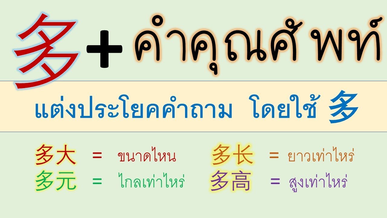 ใช้ 多 Duō แต่งประโยคคำถามภาษาจีน