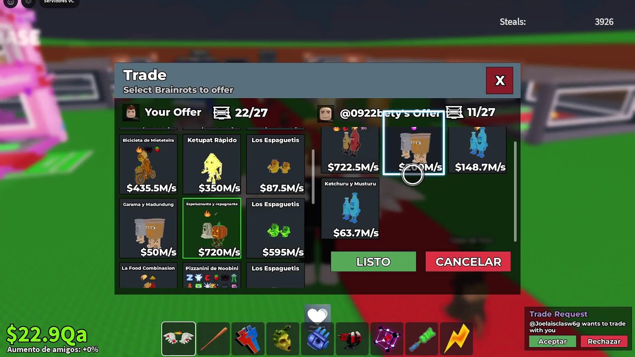 Tradeando en Steal a brainrot