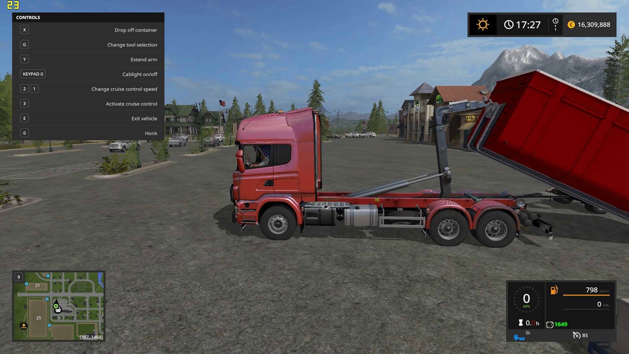 FS17 - Scania V8 Hook Lift With Rail Trailer mod