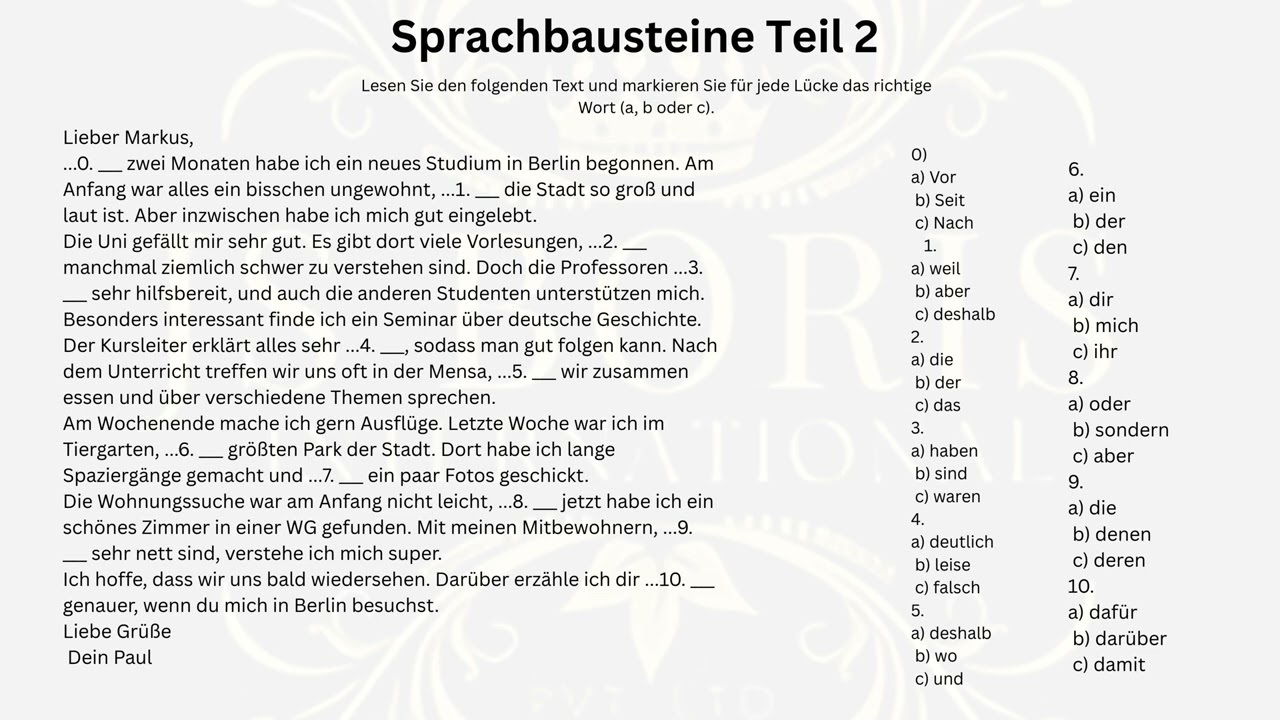 Sprachbausteine No 21 | TelcB1 | B1 | Pr&uuml;fung | Telc #telcb1pr&uuml;fung #telcb1lesen #deutsch