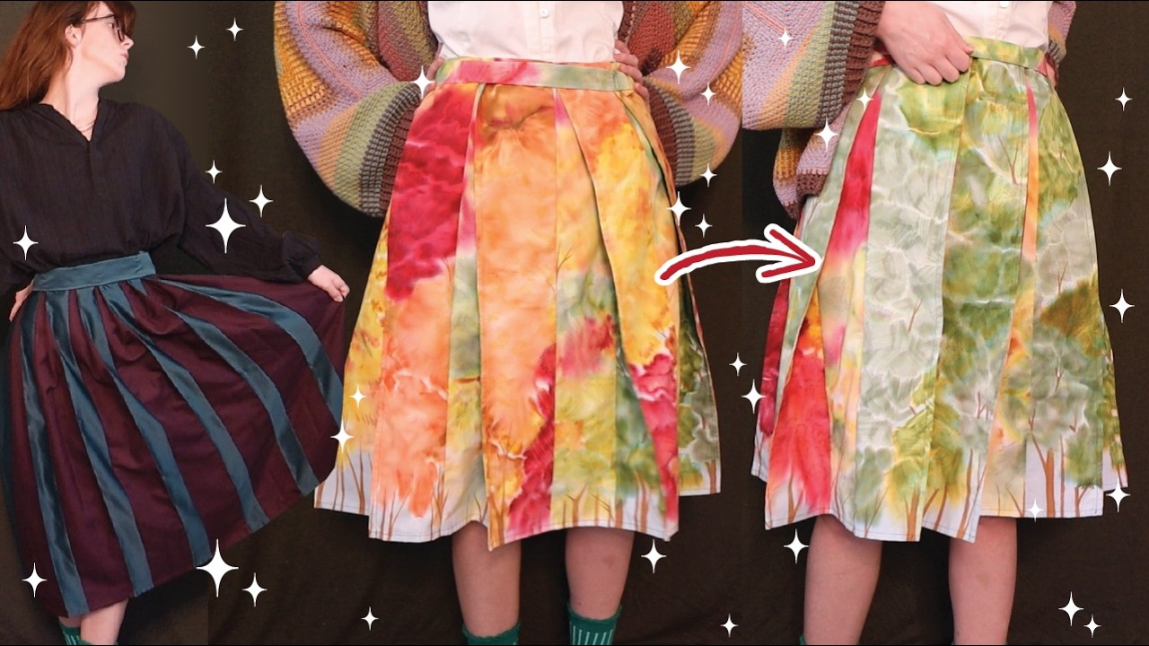 Making a COLOR-CHANGING pleated skirt!!