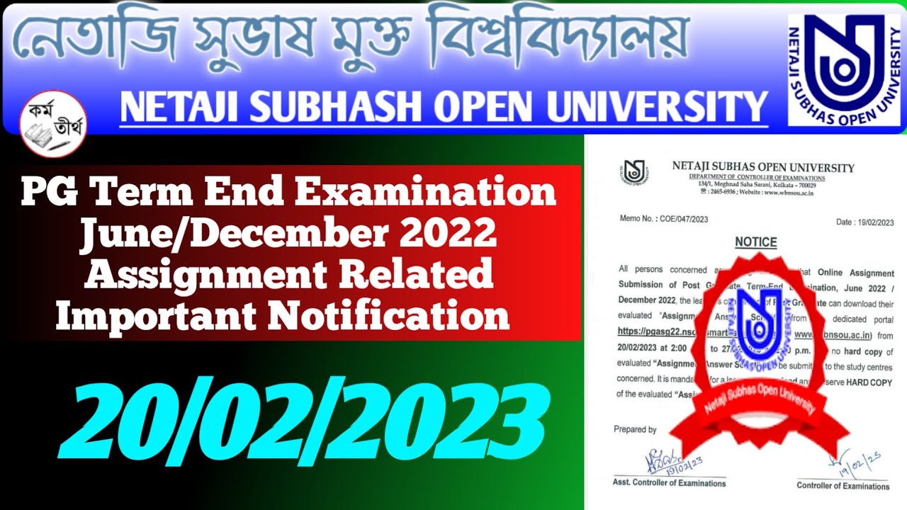 NSOU PG 2022 Assignment Result| NSOU PG TEE 2022 Assignment Answers Script Download| NSOU PG Exam.
