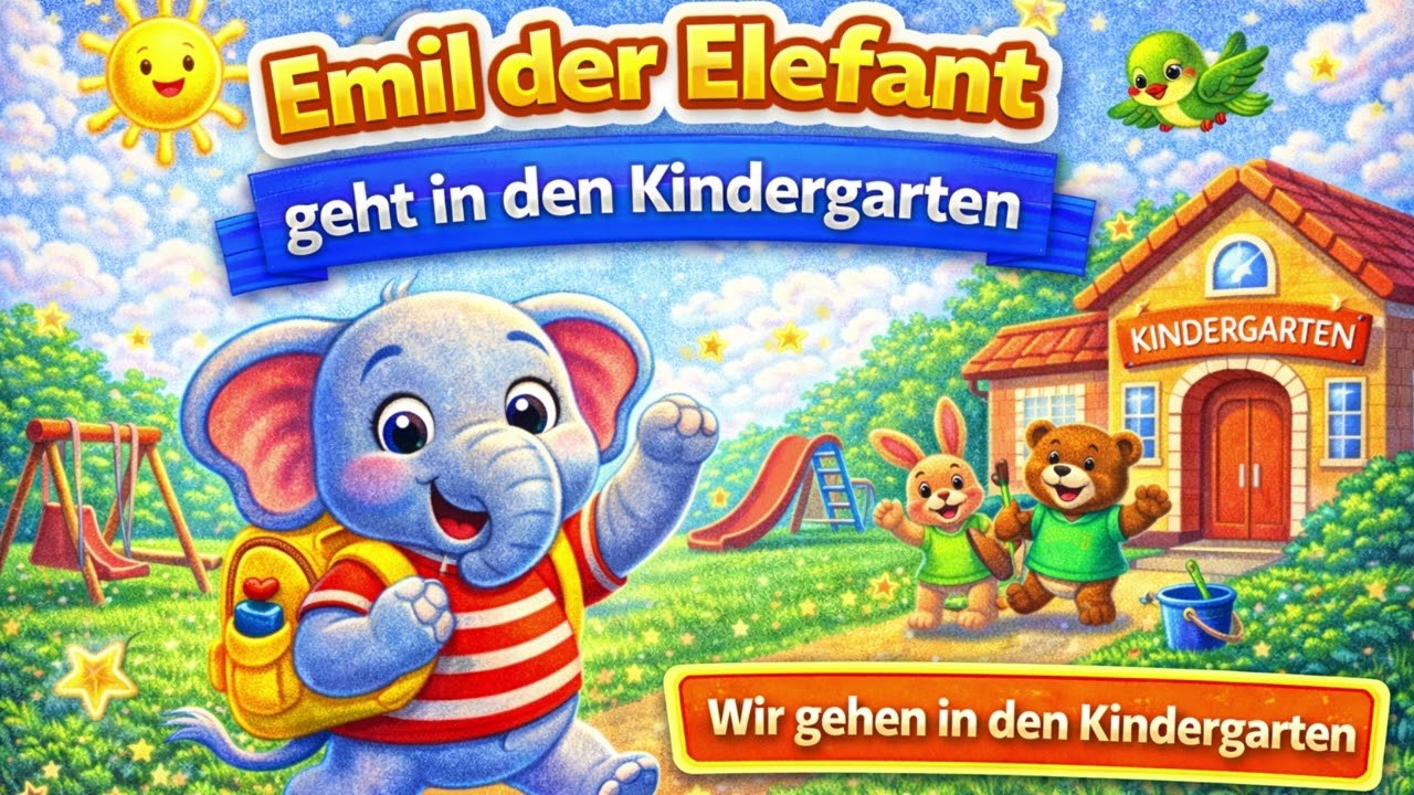 Emil der Elefant geht in den Kindergarten | Kinderlied für den Kindergarten 