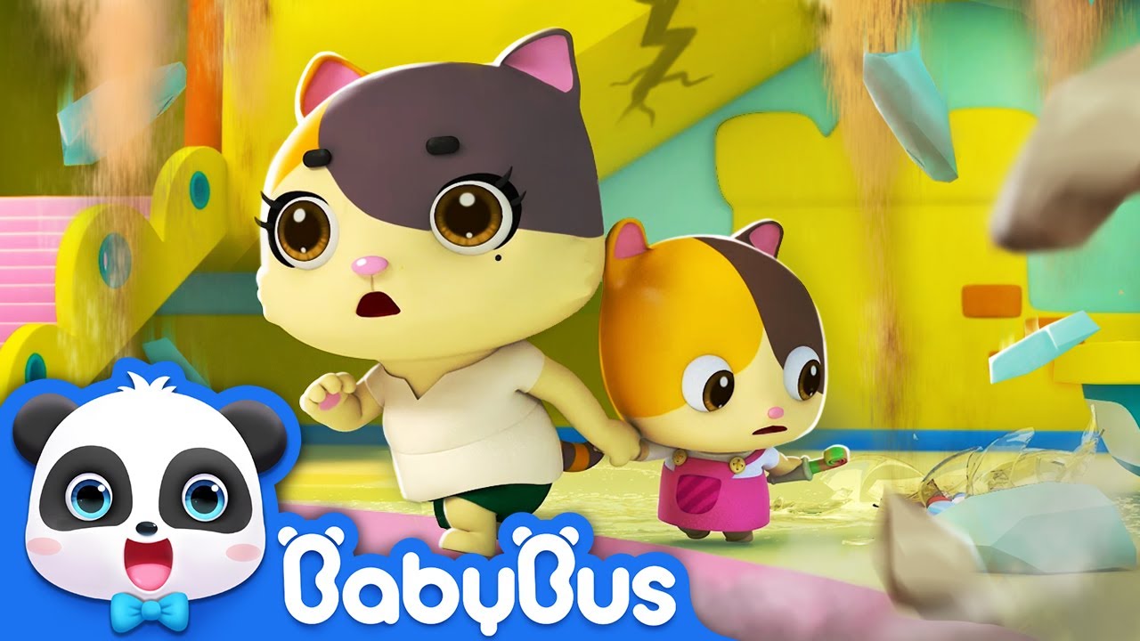 Run! Kitten Mimi, It's an Earthquake! | Firefighter Song, Fire Truck | Kids Safety Tips | BabyBus