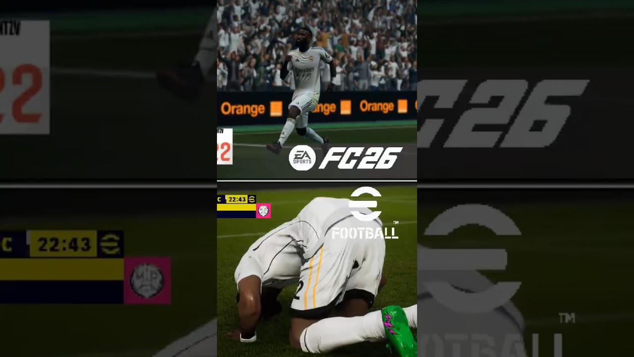 eFootball 🆚 EA FC 26 Selebrasi Antonio R&uuml;diger 🔥#Shorts #rudiger #eFootball2026 #eafc26