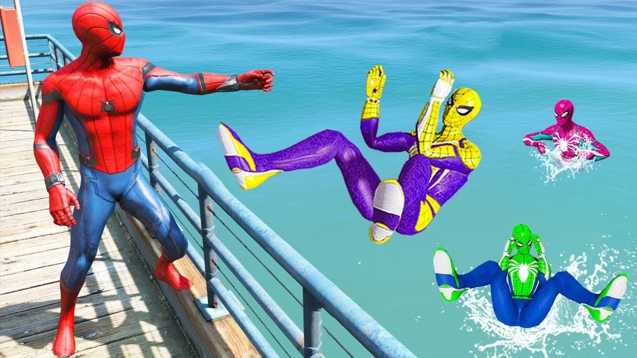 Rainbow Spiderman Ragdolls in GTA 5 (Compilation ) #32