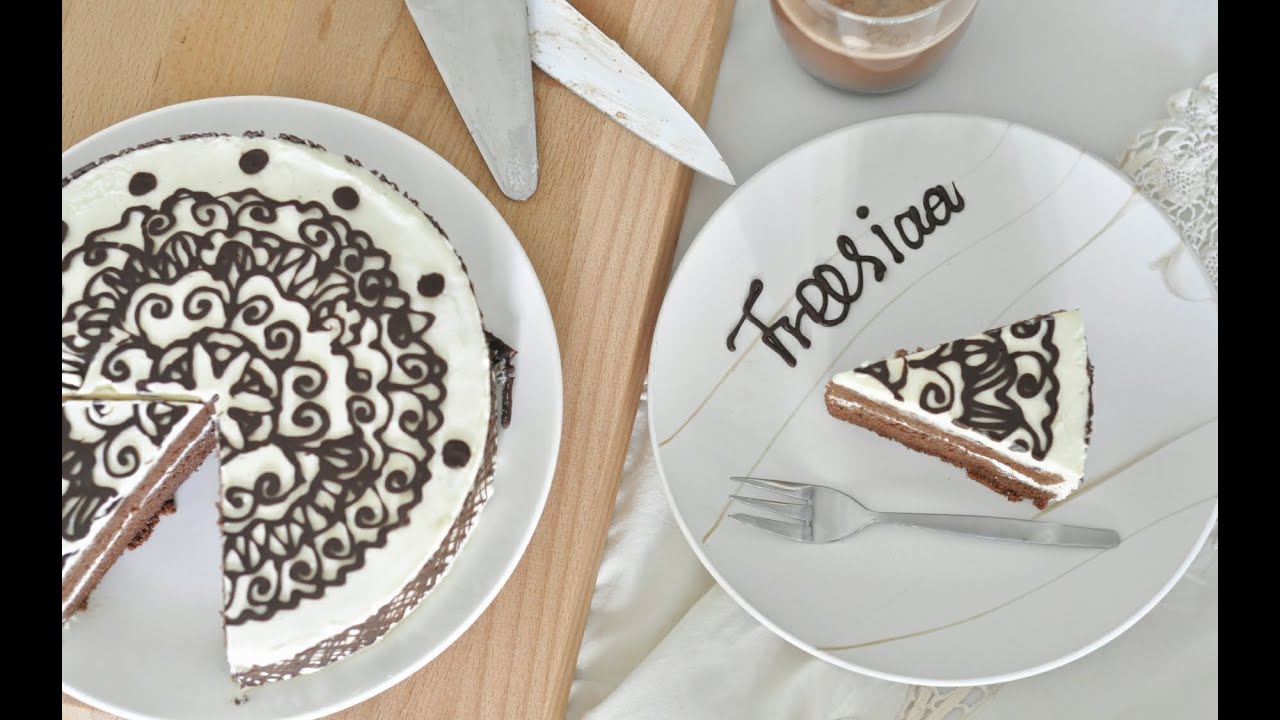 Cocoa Chiffon with Chocolate Decoration 可可戚风 巧克力围边奶油蛋糕 －－Freesiaa Made第57集