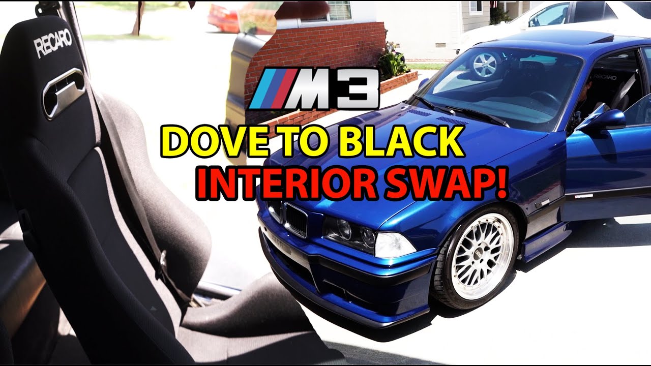 M3 Ripped Grey Interior MAKE OVER Full Black interior swap and RECAROS