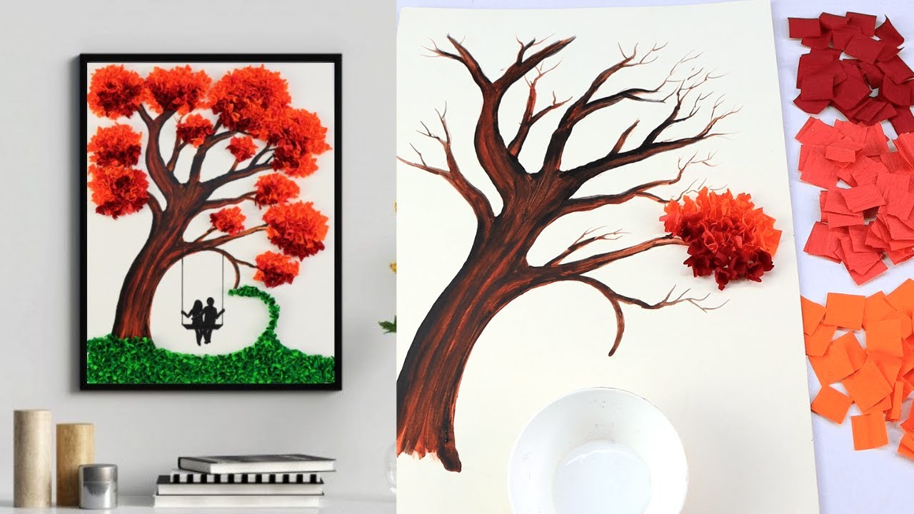 Beautiful Couple 3D Paper Art | How to make 3d paper tree | Paper craft ideas | DIY Paper Crafts |