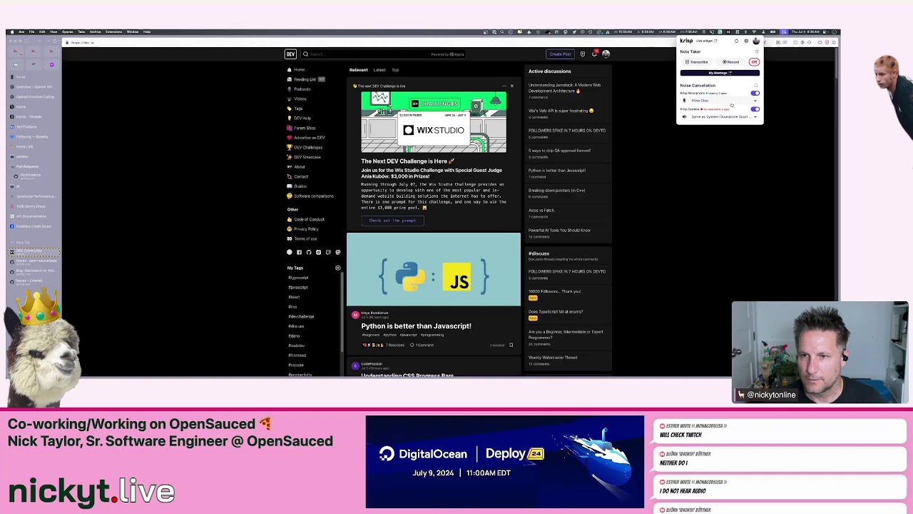 Co-working/Working on OpenSauced 🍕