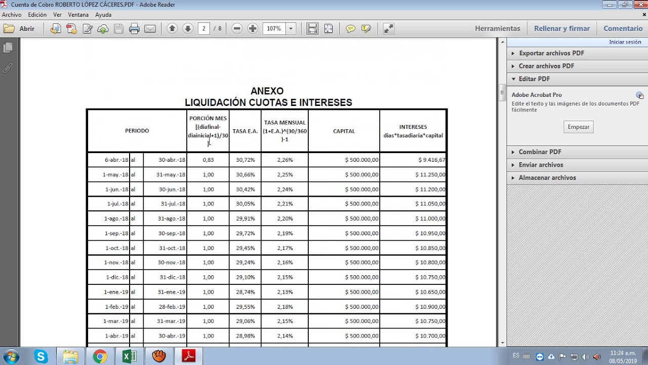 Liquidación Intereses Moratorios Propiedad Horizontal con Cuenta de Cobro - TABLAFACIL