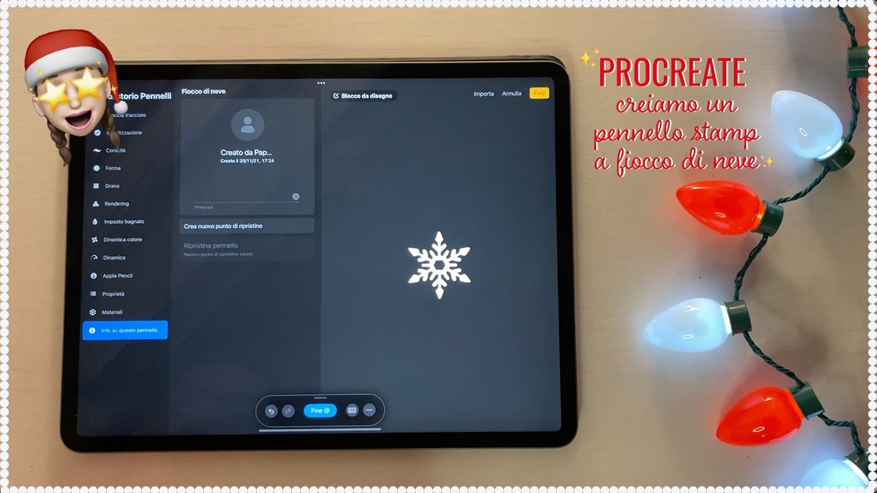 PROCREATE 🎨 creiamo un PENNELLO STAMP a FIOCCO DI NEVE