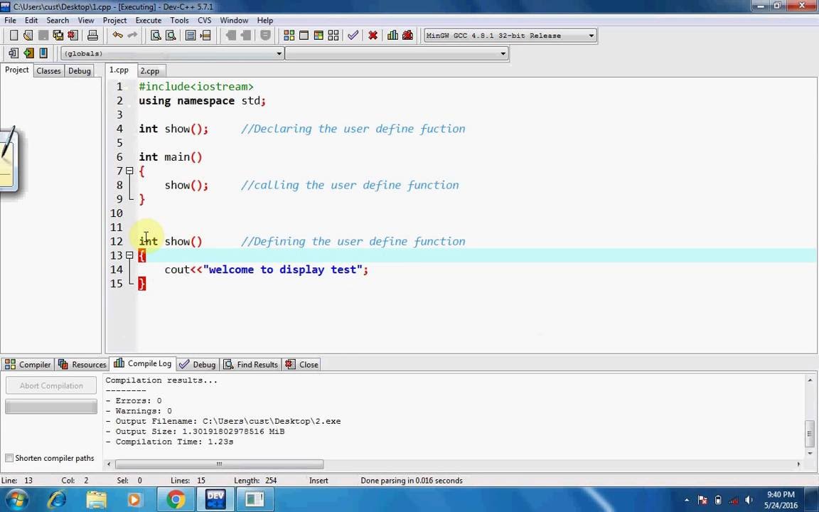 user define function in C++