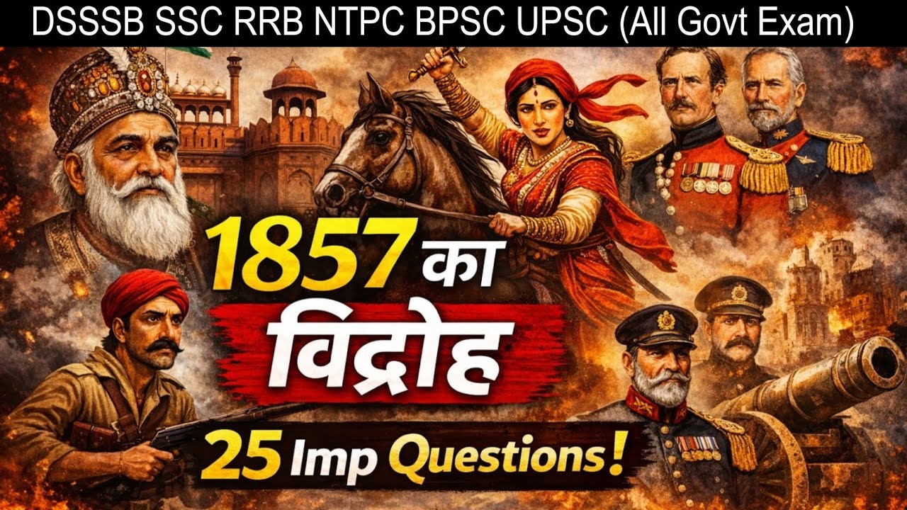 🎯 Revolt of 1857 | Most 25 Important Repeated questions For DSSSB UPSC SSC & Govt Exam etc. 