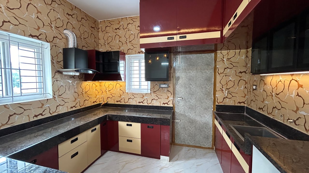 Acrylic Modular Kitchen Design with Attractive Breakfast Countertop