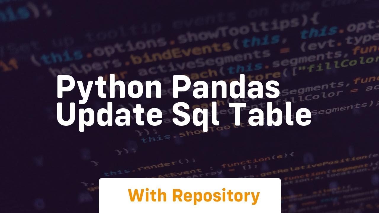python pandas update sql table