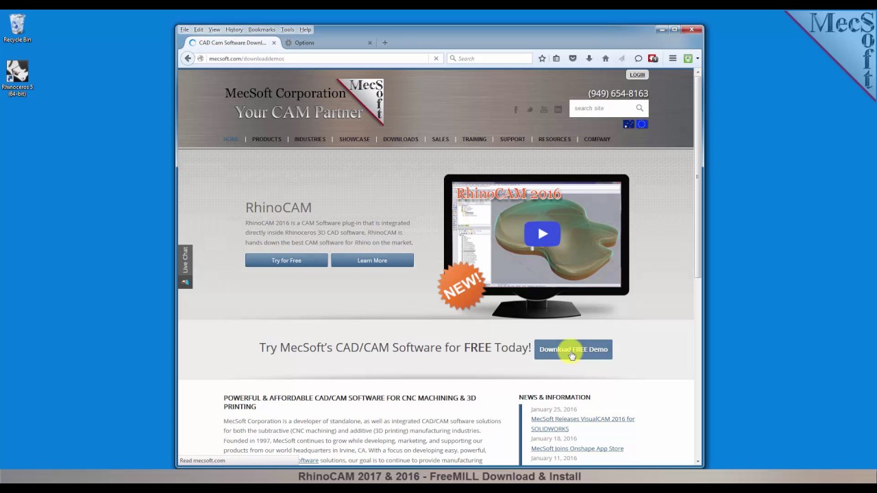 FreeMILL 2017 for Rhino Download & Install Demo