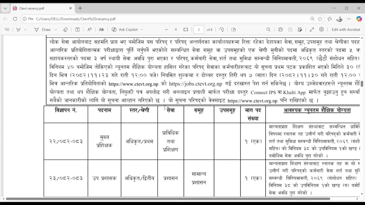 VACANCY CTEVT NEW  2082 FY:2082/083, Sasthan PSC Loksewa