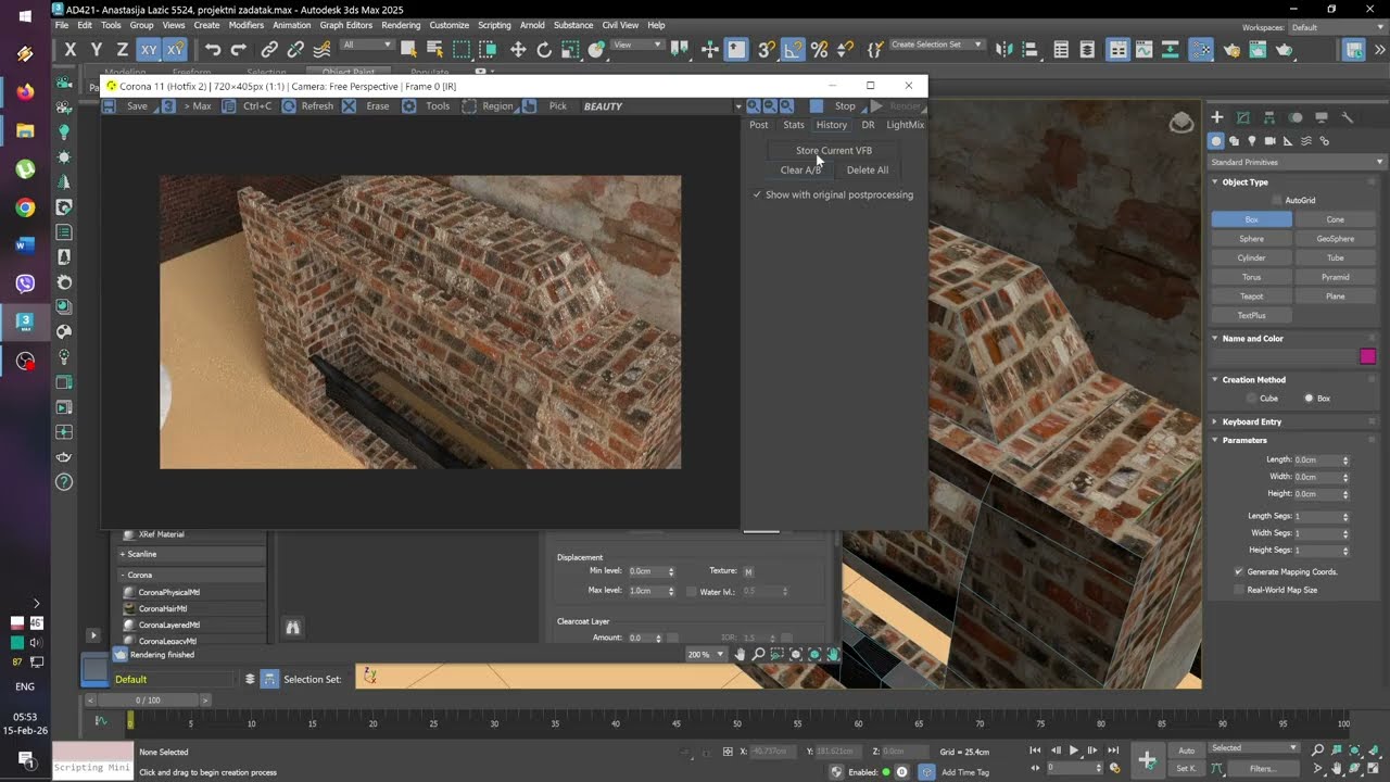 Dorada svetla i materijala, displace, Corona, 3ds Max 2025
