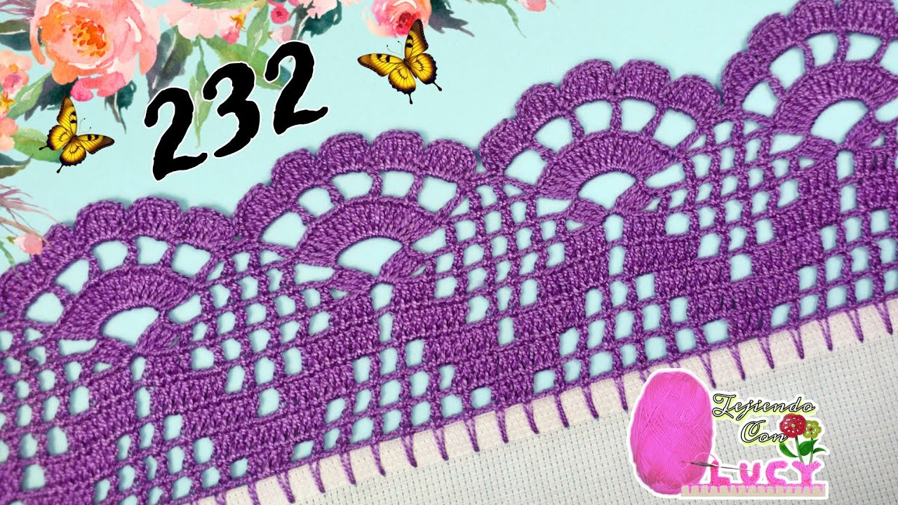 PUNTILLA 232/ESPECTACULAR Puntilla  de  VUELTA Y VUELTA para servilleta o mantel fácil de realizar🌺🌸
