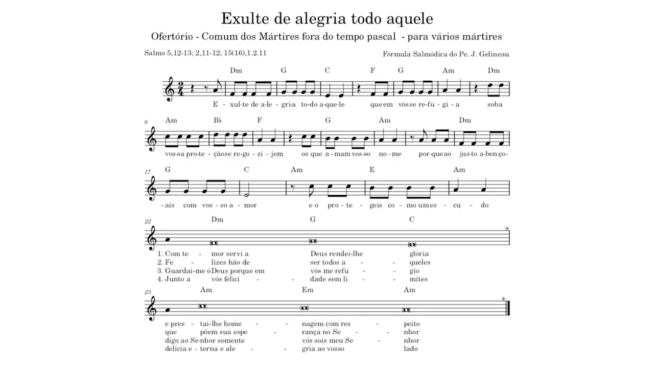Exulte de alegria todo aquele Ofertório - Comum para vários Mártires fora do tempo pascal