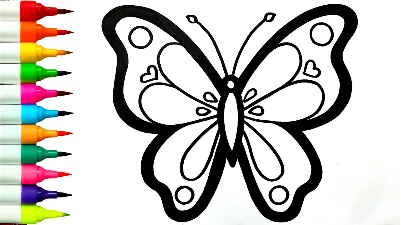 MONARCH BUTTERFLY, HOUSE, BIRD DRAWING || HOW To Draw A Simple Monarch Butterfly | Draw Butterfly 🦋