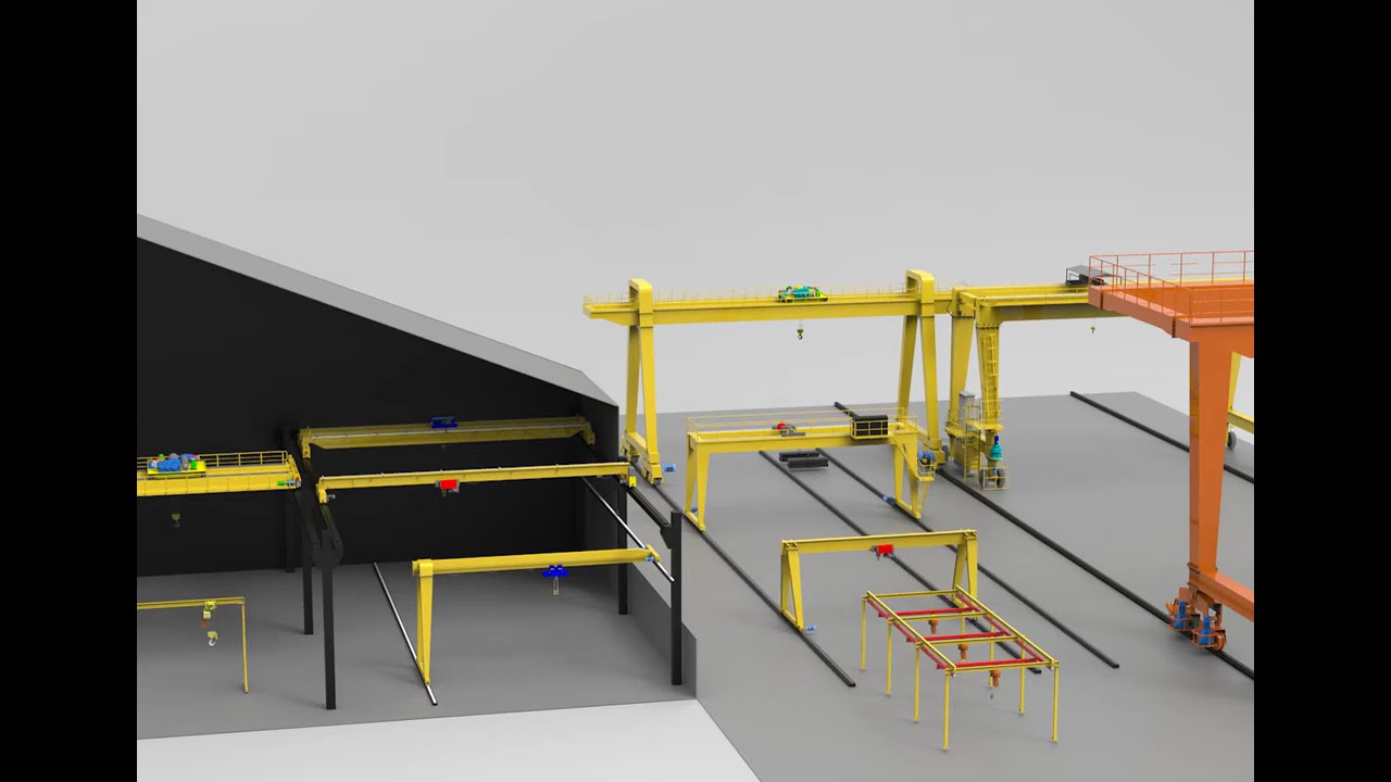 Overhead Cranes  & Gantry Cranes for General Material Handling, 3D Presentation, Hot 5 Ton, 10 Ton