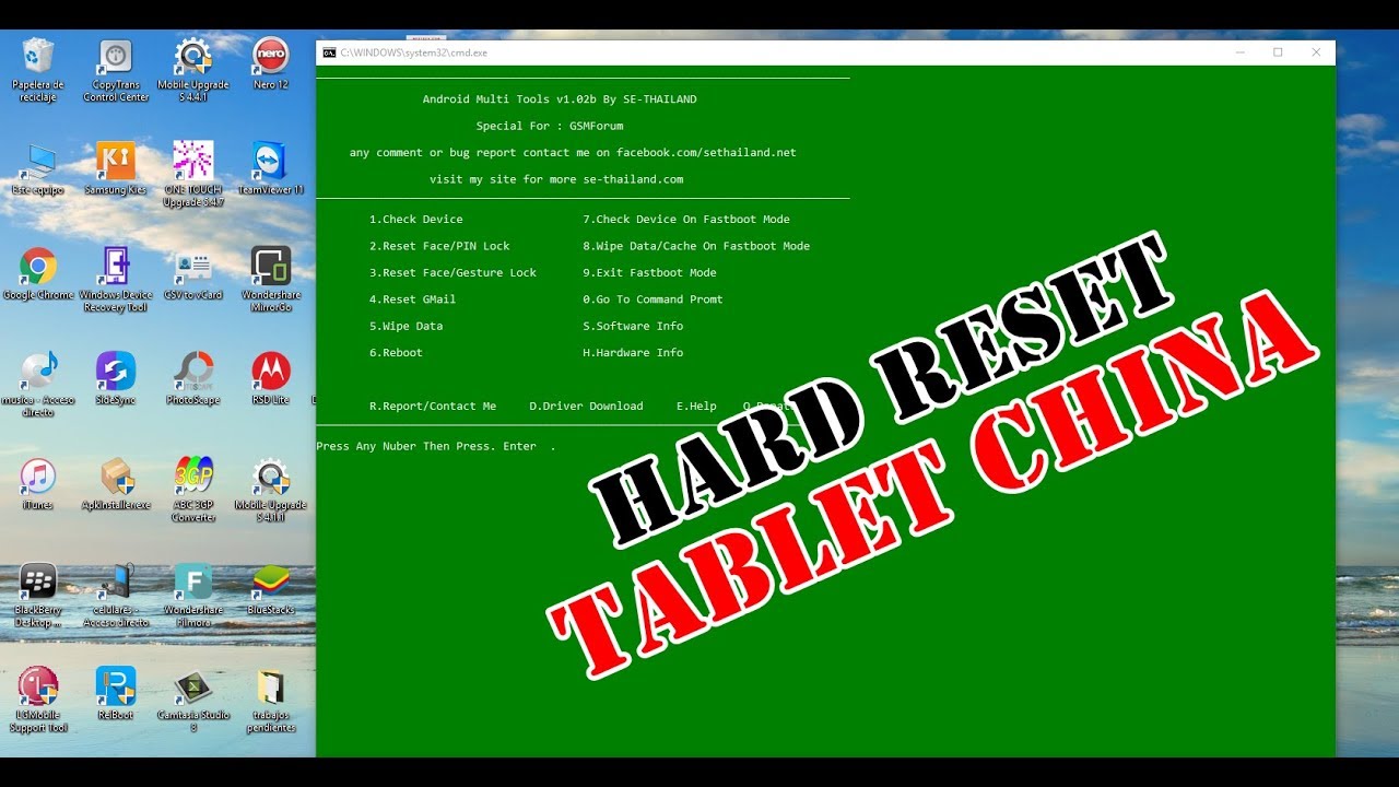 Quitar patron,contraseña tablet china hard reset con multi tool