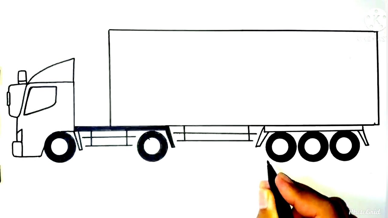 Cara Menggambar Mobil Truk Fuso - Trailer Besar Panjang
