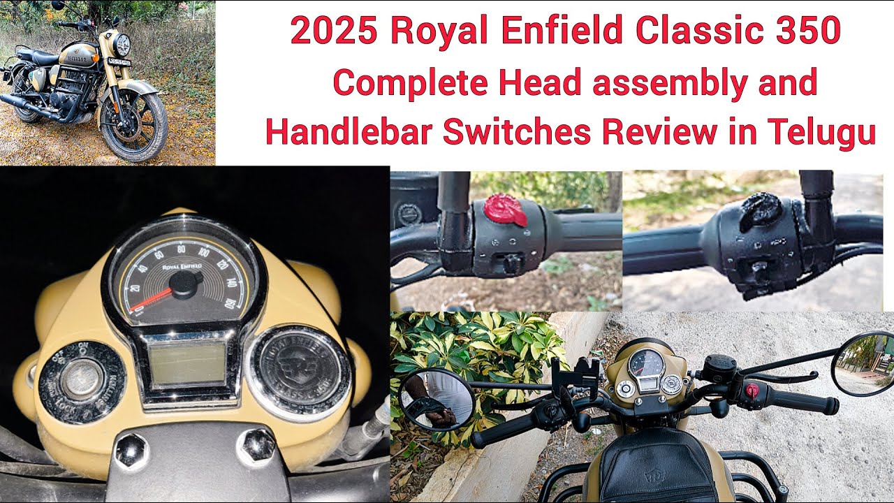 2025 Enfield Classic 350 Headlight Assembly, Meter Cluster & Handlebar Switches review in Telugu