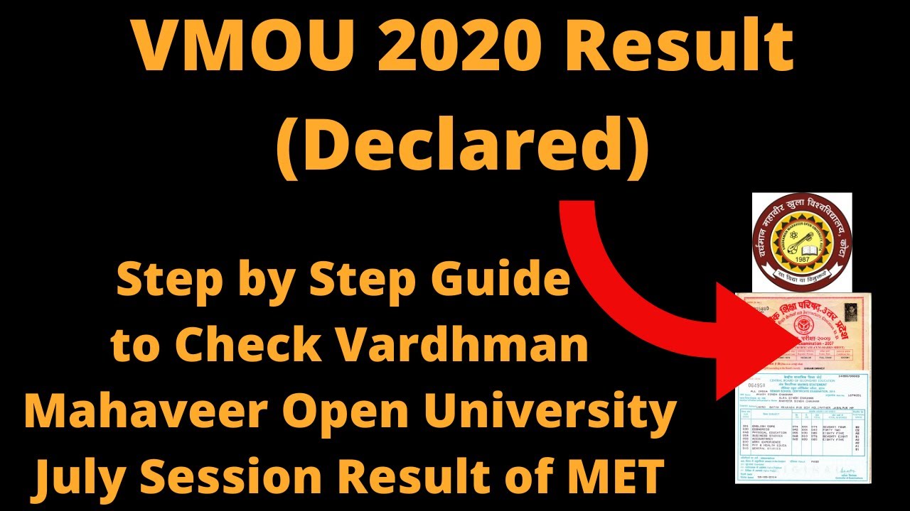 VMOU 2020 Result (Declared) -Check Vardhman Mahaveer Open University July Session 2020 Result of MET