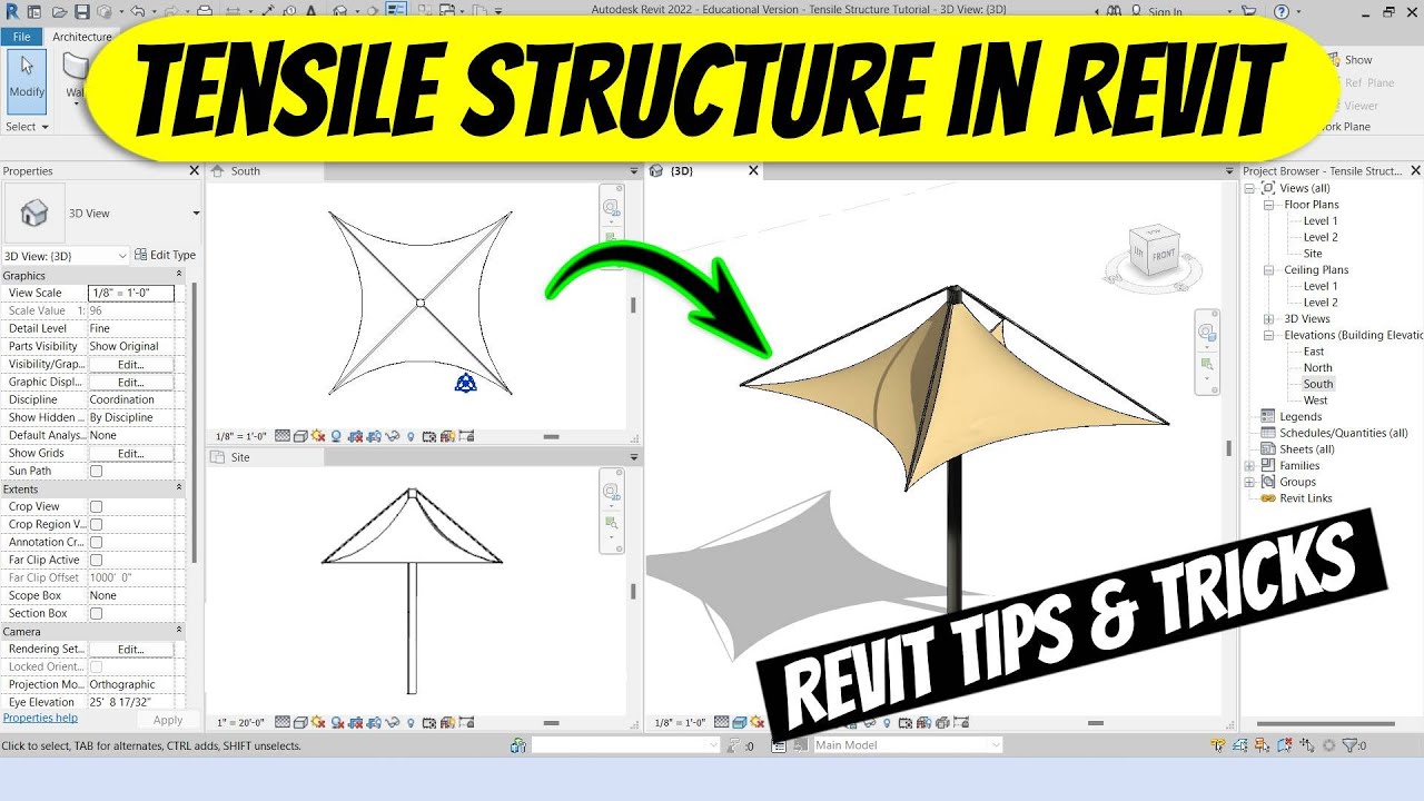 Modeling Complex Tensile Structures in Revit - Detailed Tutorial