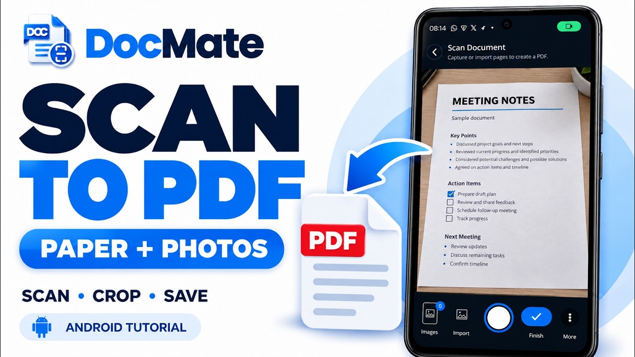 How to Scan Documents & Create PDFs with DocMate | Android Tutorial