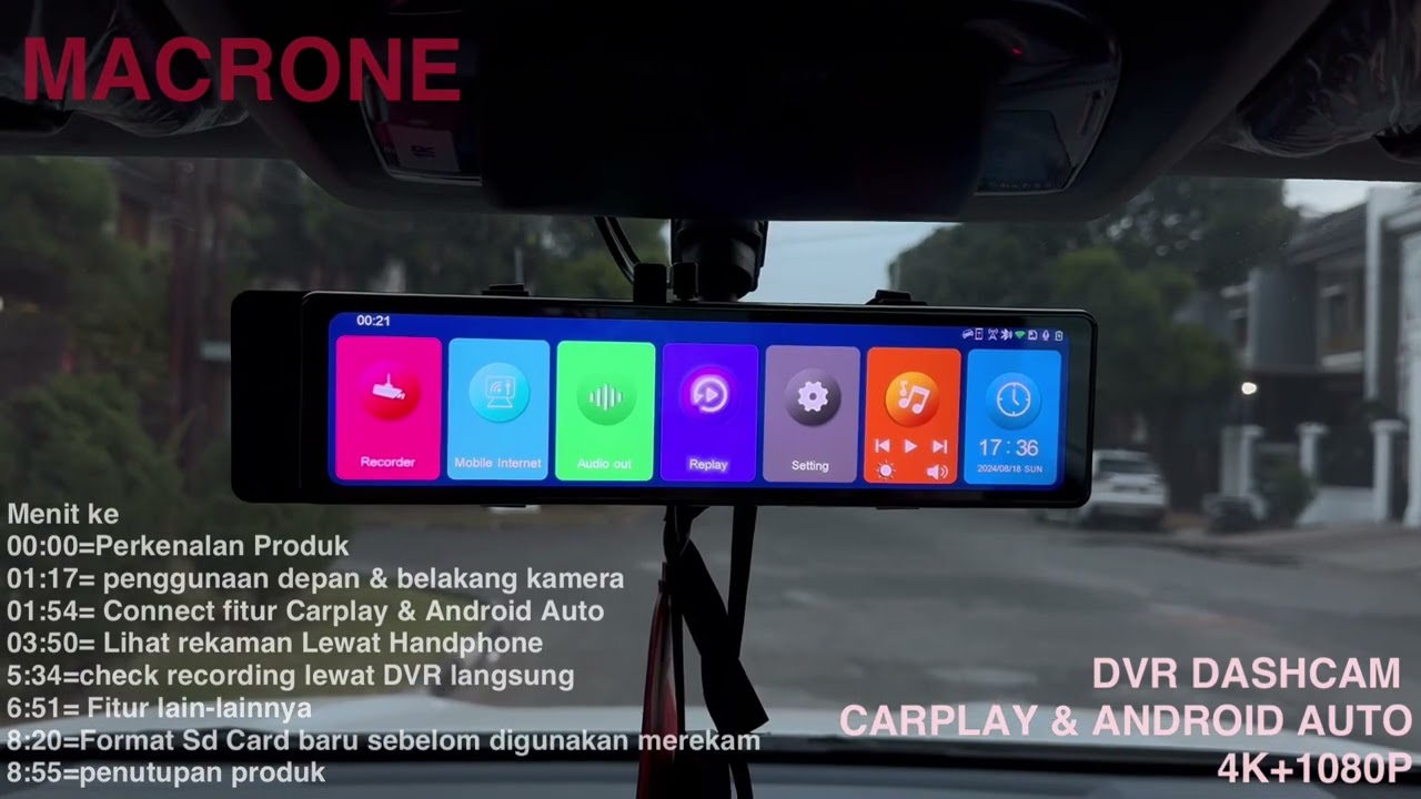 PANDUAN PENGGUNAAN DVR DASHCAM MACRONE 4K SUPPORT CARPLAY & ANDROID AUTO !!! (BARANG TERBARU 2024)