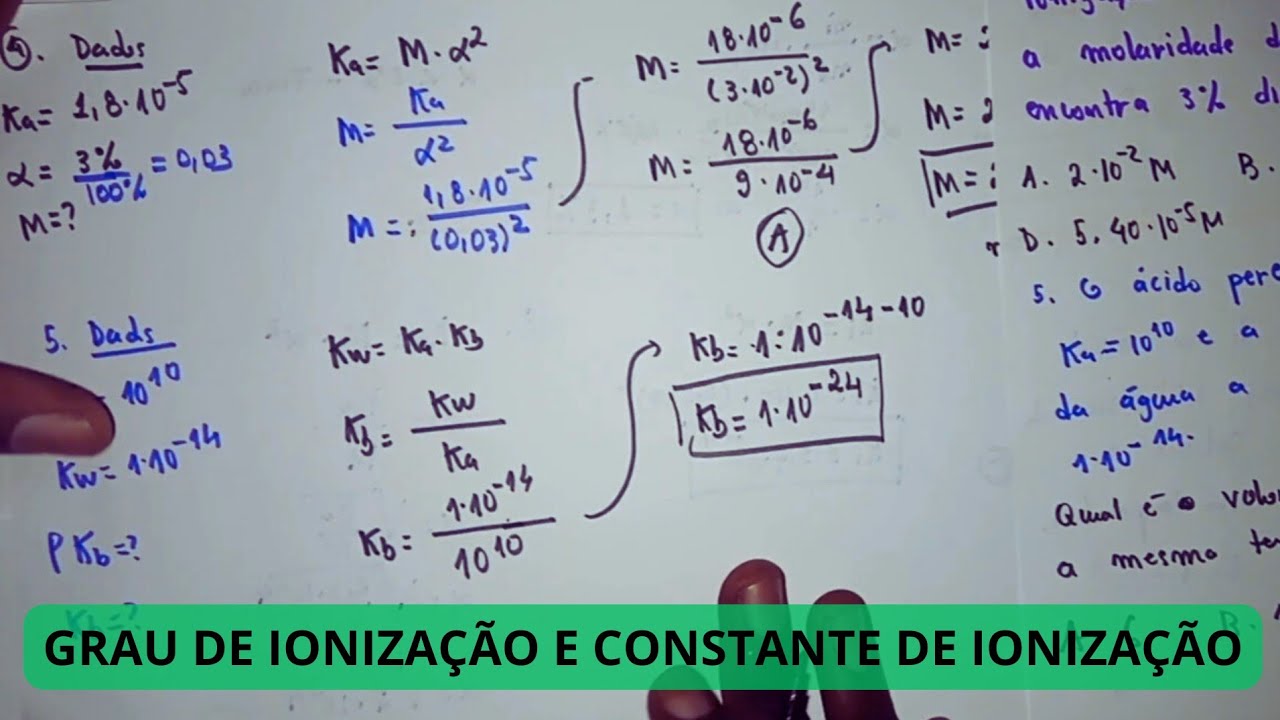 Exercícios resolvidos sobre grau de ionização e constante de ionização