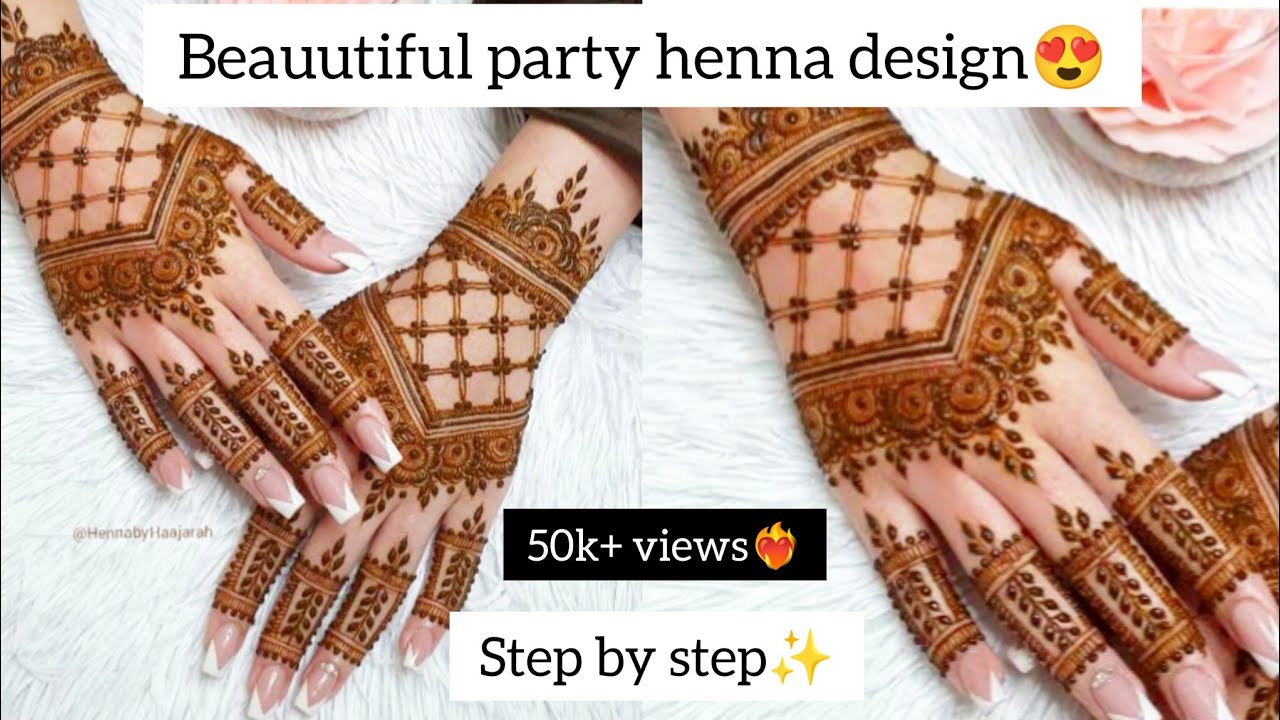 Party henna design tutorial|Beautiful mehndi design step by step tutorial for beginners