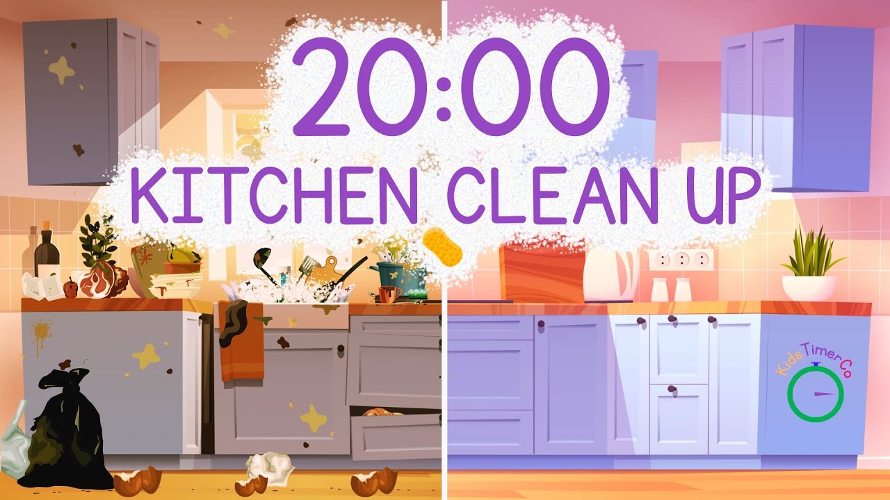 20 Minute Kitchen Clean Up Countdown! 🧼⏱️ Kids Visual Cleaning Timer