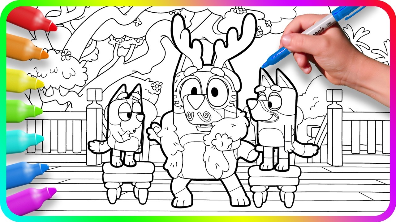 BLUEY Coloring Pages. I show you How to color Bluey, Bingo and Bandit