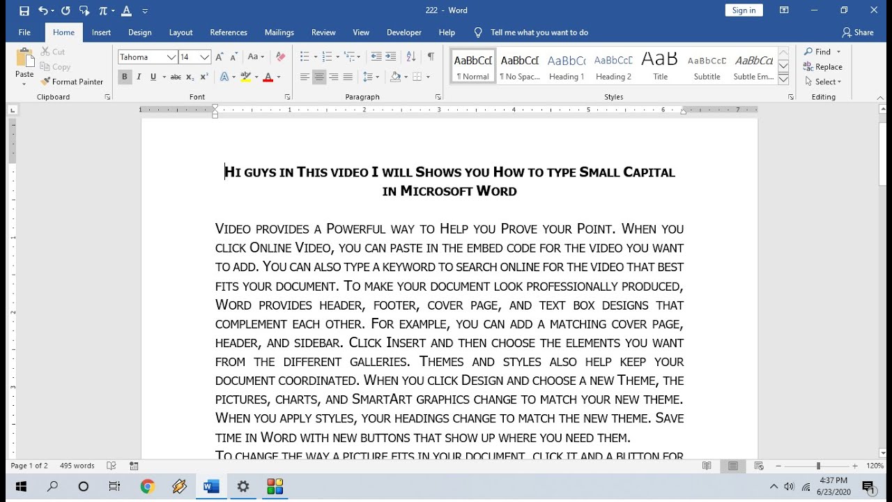 Shortcut Key to do Small Capitals in MS Word