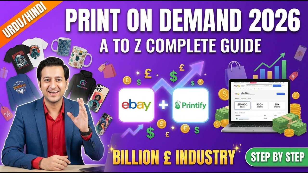 Print on Demand Business Complete Guide 2026 - eBay + Printify Tutorial | Urdu Hindi