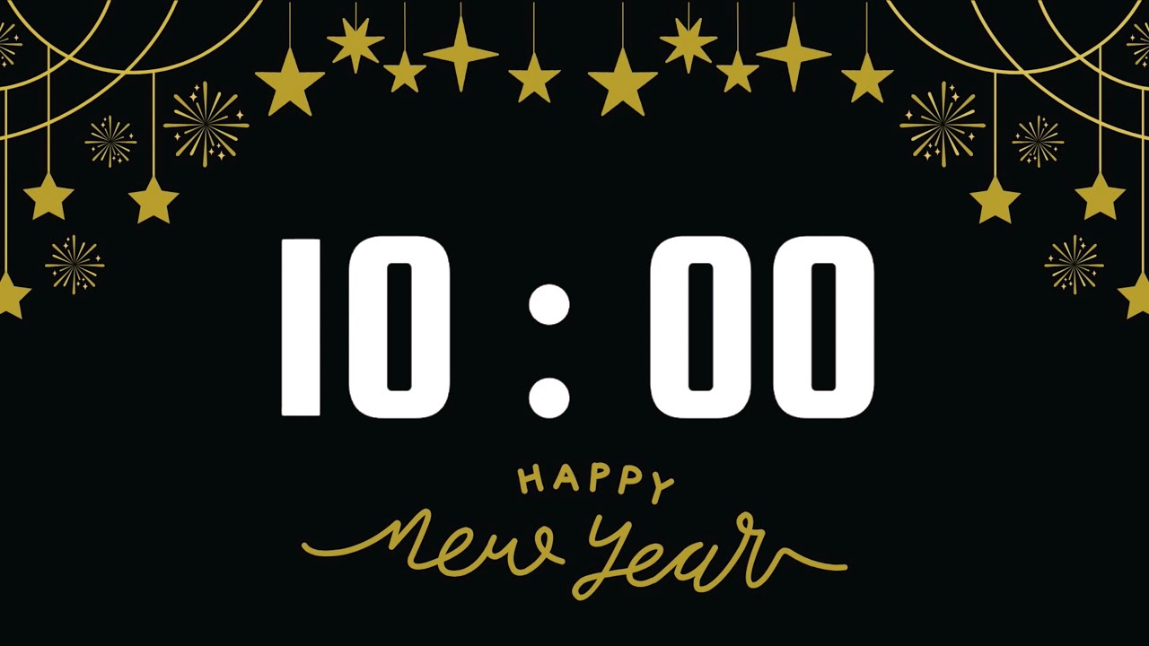 10 Minute Timer | With Upbeat Pop Instrumental Music & Alarm Bell | Happy New Year Theme 🌟🖤💫