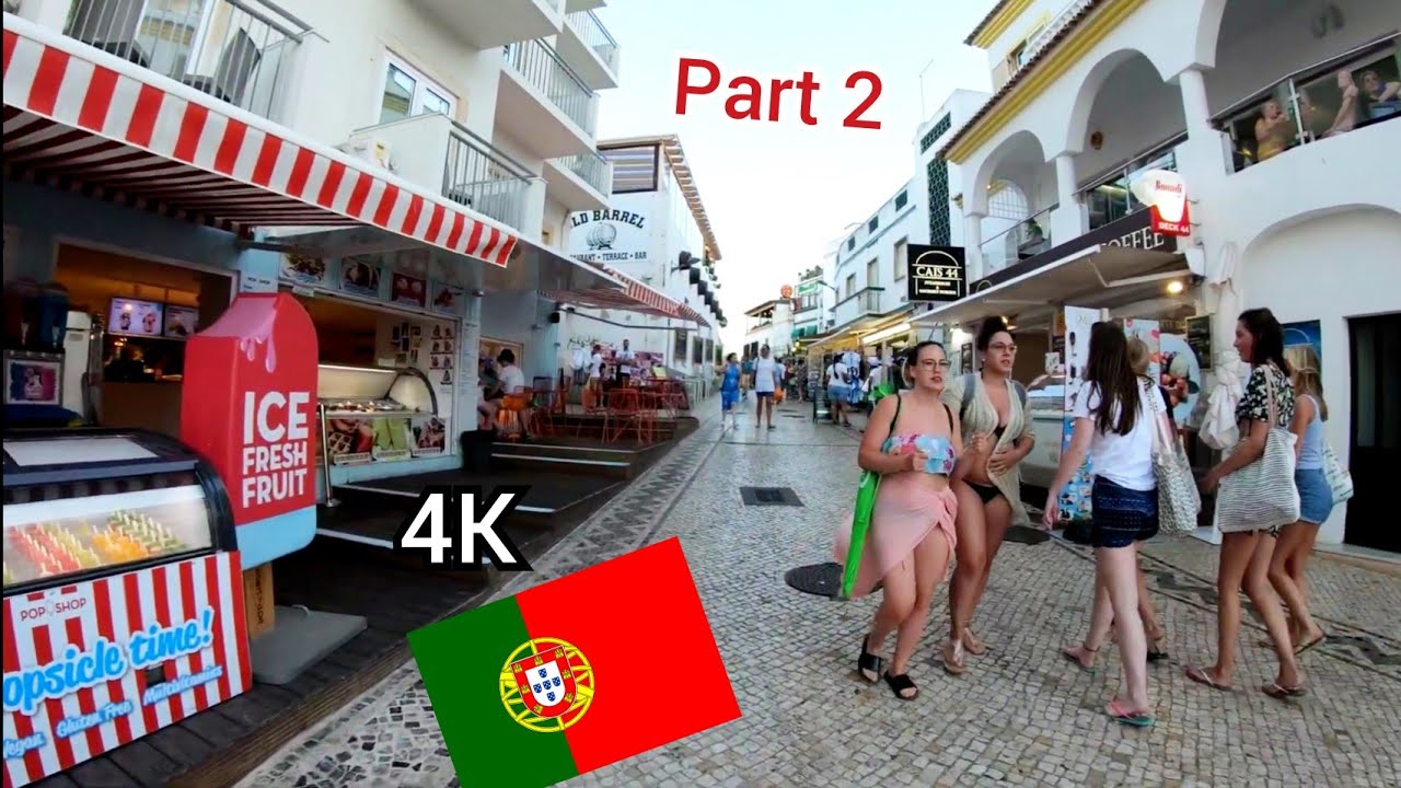 ⁴ᴷ Sunset walk 🇵🇹 Albufeira : Old town, shops and bars, Algarve, Portugal (part 2) 4K