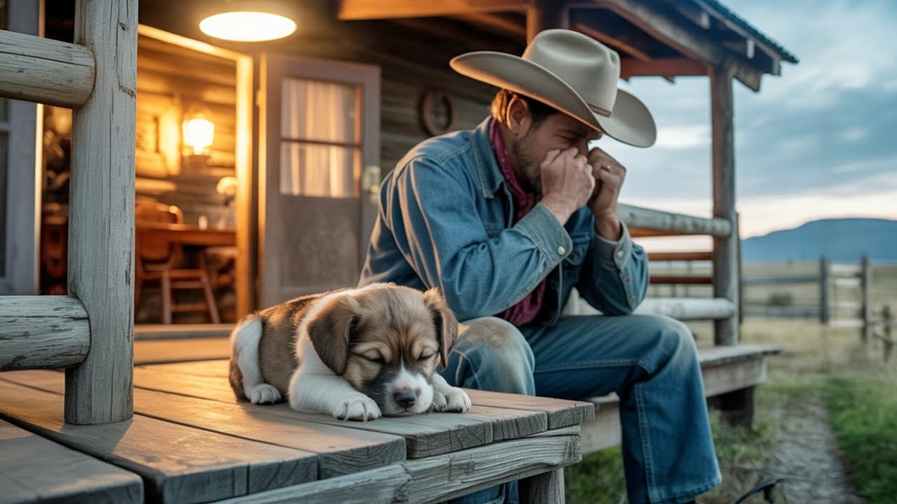 Puppy Waits Outside The Cowboy’s Cabin Every Night — The Reason Leaves Him In Tears
