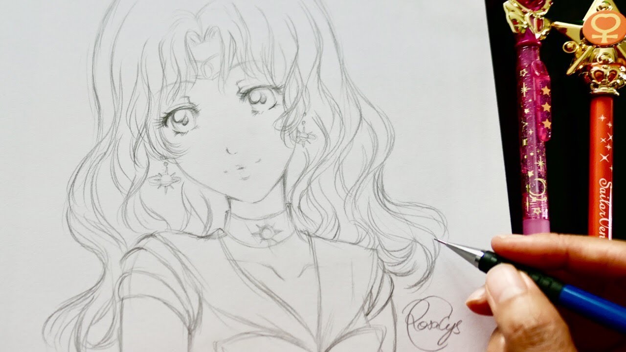 MANGA Comment je dessine au crayon SailorNeptune Tuto fan-art portrait facile