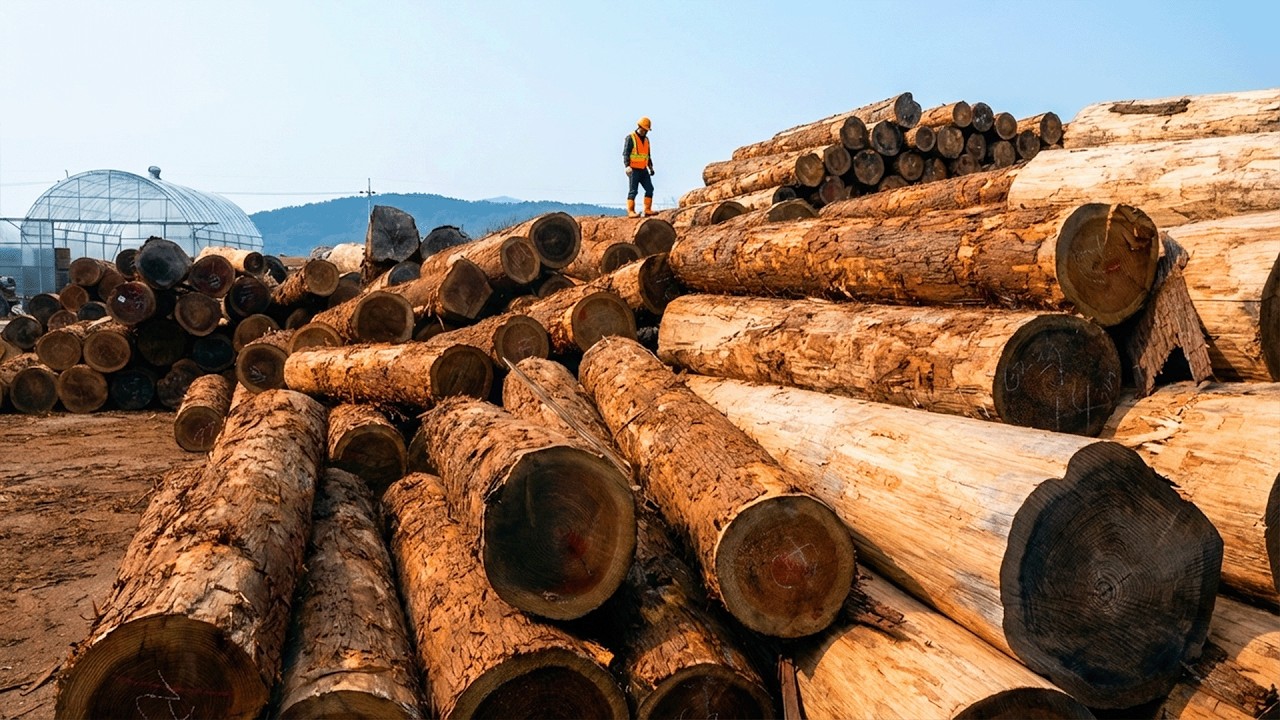Massive Wood Sawmill Giant Timber Mass Production Process