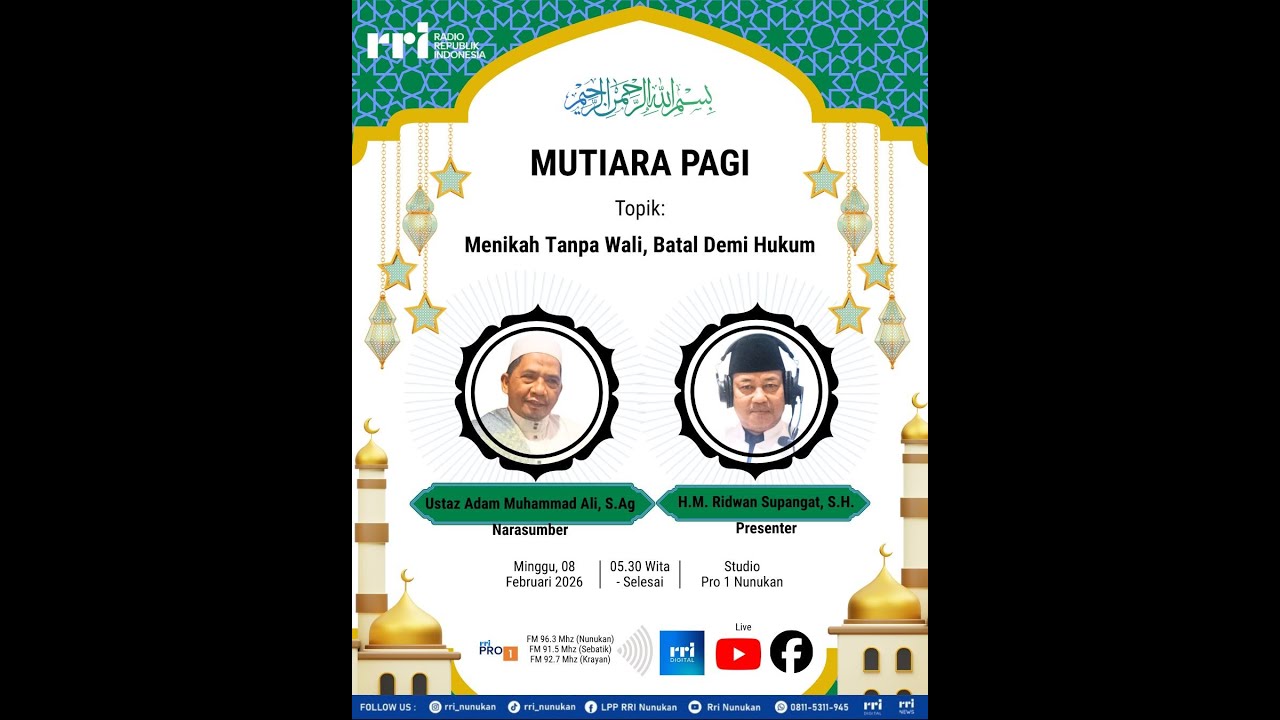 MENIKAH TANPA WALI, BATAL DEMI HUKUM | MUTIARA PAGI EDISI 8 FEBRUARI 2026
