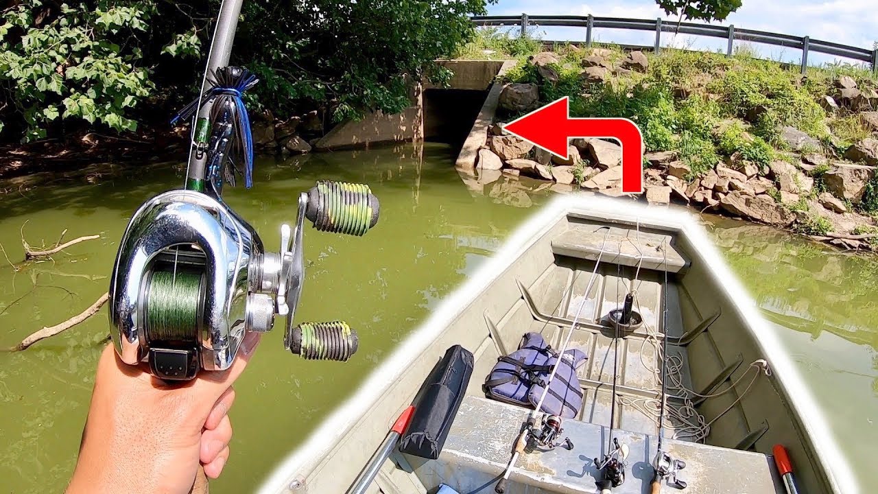 SNEAKING my Jon Boat in HIDDEN Roadside Tunnel!!! (CAUGHT TONS OF FISH)