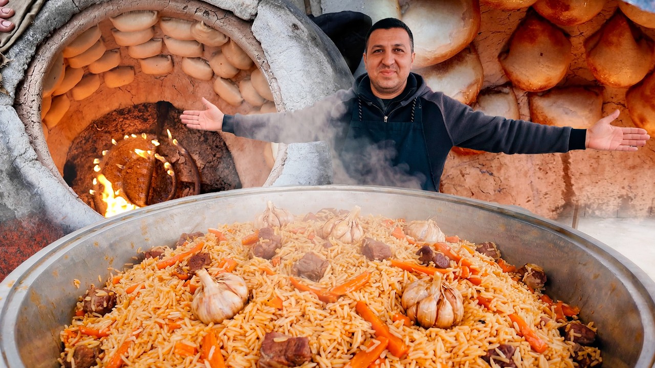 $2.5 Uzbek Plov & Somsa Street Food | Real Cooking Process