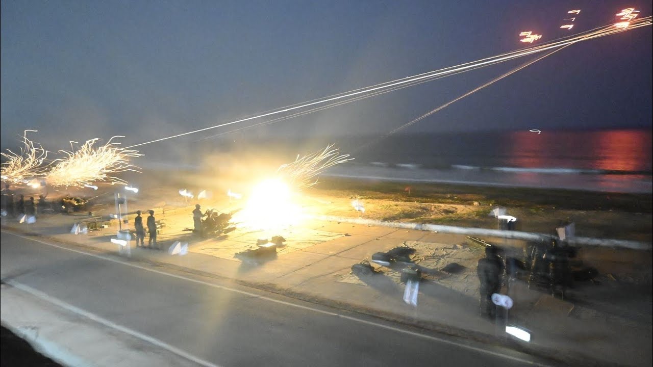 ZU 23 MM 2B & L70 guns of Indian Army in action neutralizing swarm drones in fay & night