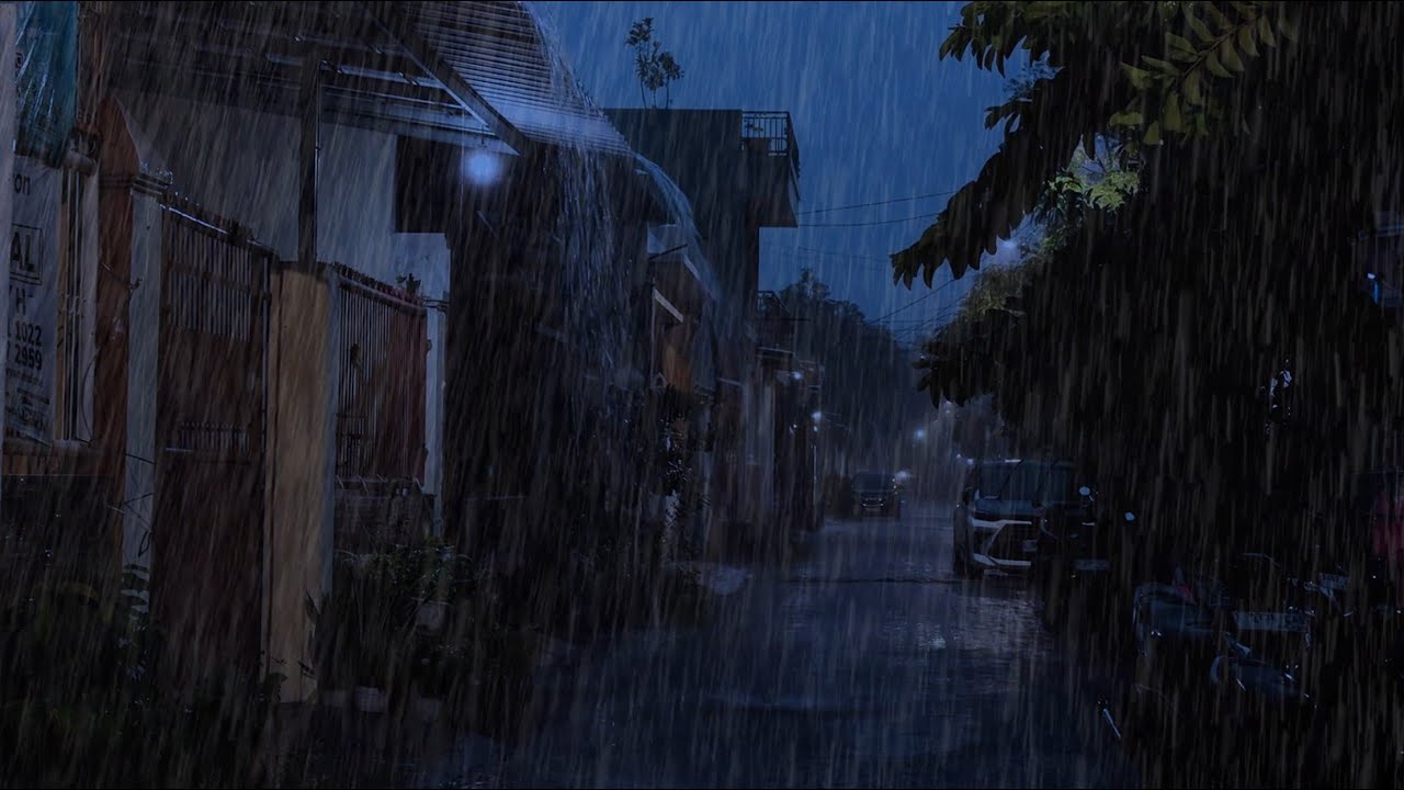 Wonderful Rainy Night to Sleep Instantly, Deep Sleep | Heavy Rainstorm in Garden & Strong Thunder